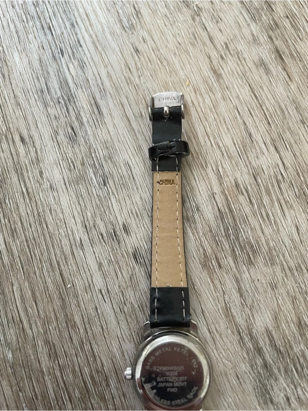 Women's Black Leather Strap Watch with Silver Case